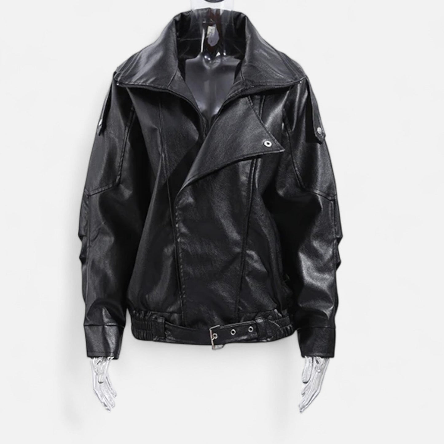 Belted Leather Jacket for Women