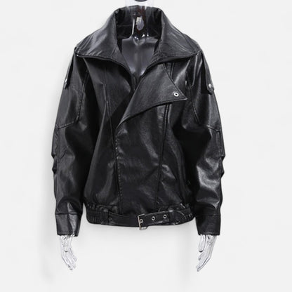Belted Leather Jacket for Women