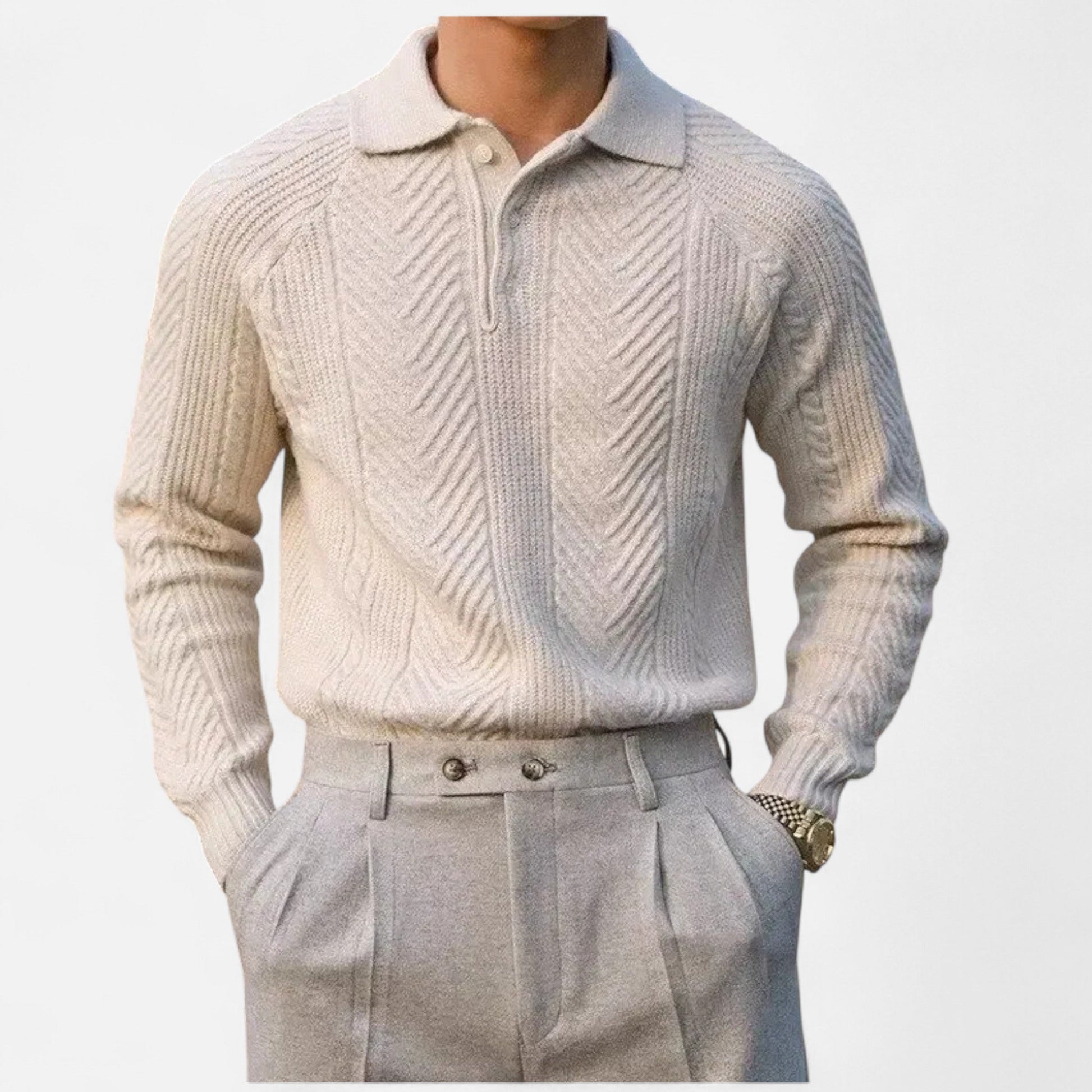 Maison Verdi | Long Sleeve Knit Polo Sweater