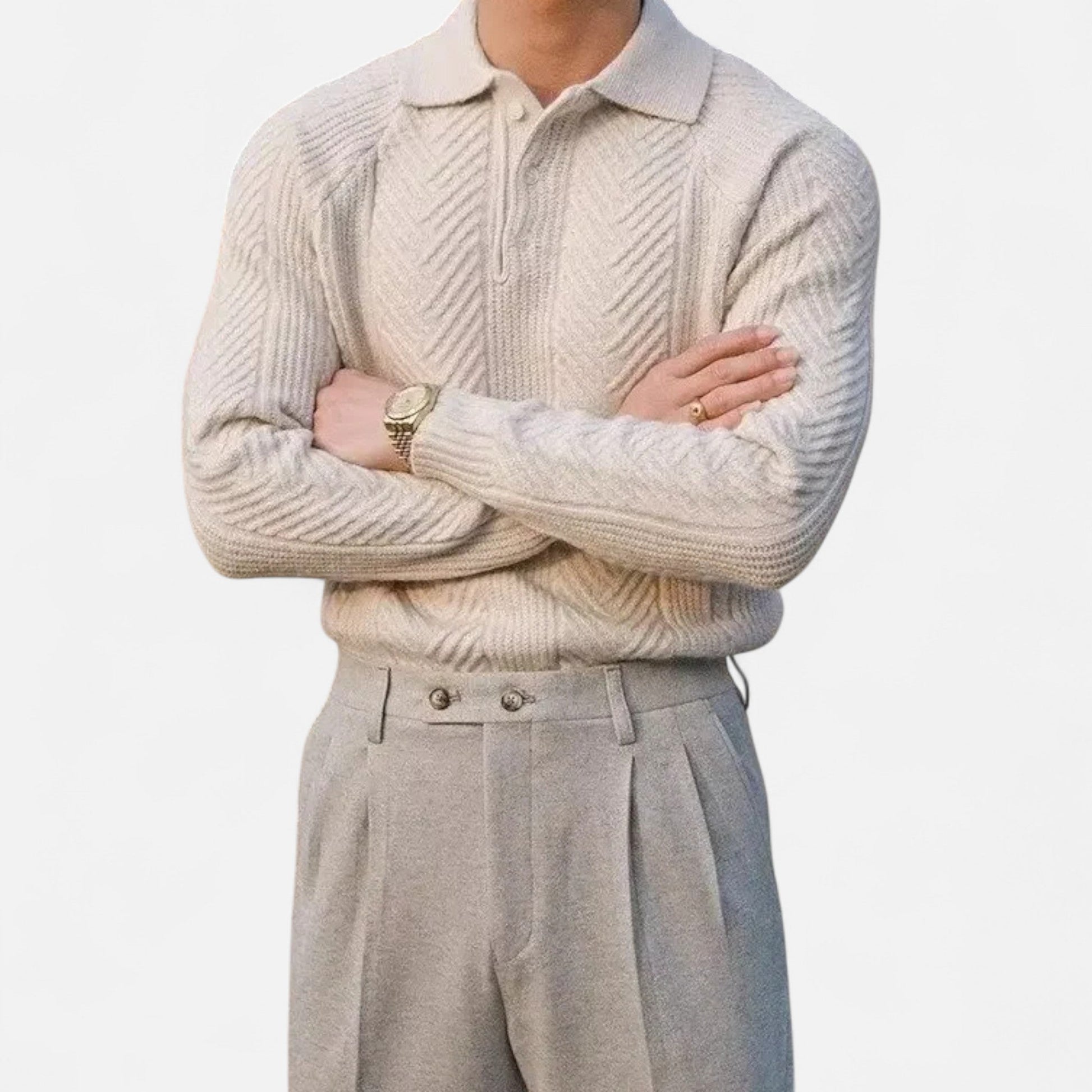 Maison Verdi | Long Sleeve Knit Polo Sweater
