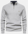 Maison Verdi| Cotton Zip-Up Sweater with Stand-Up Collar