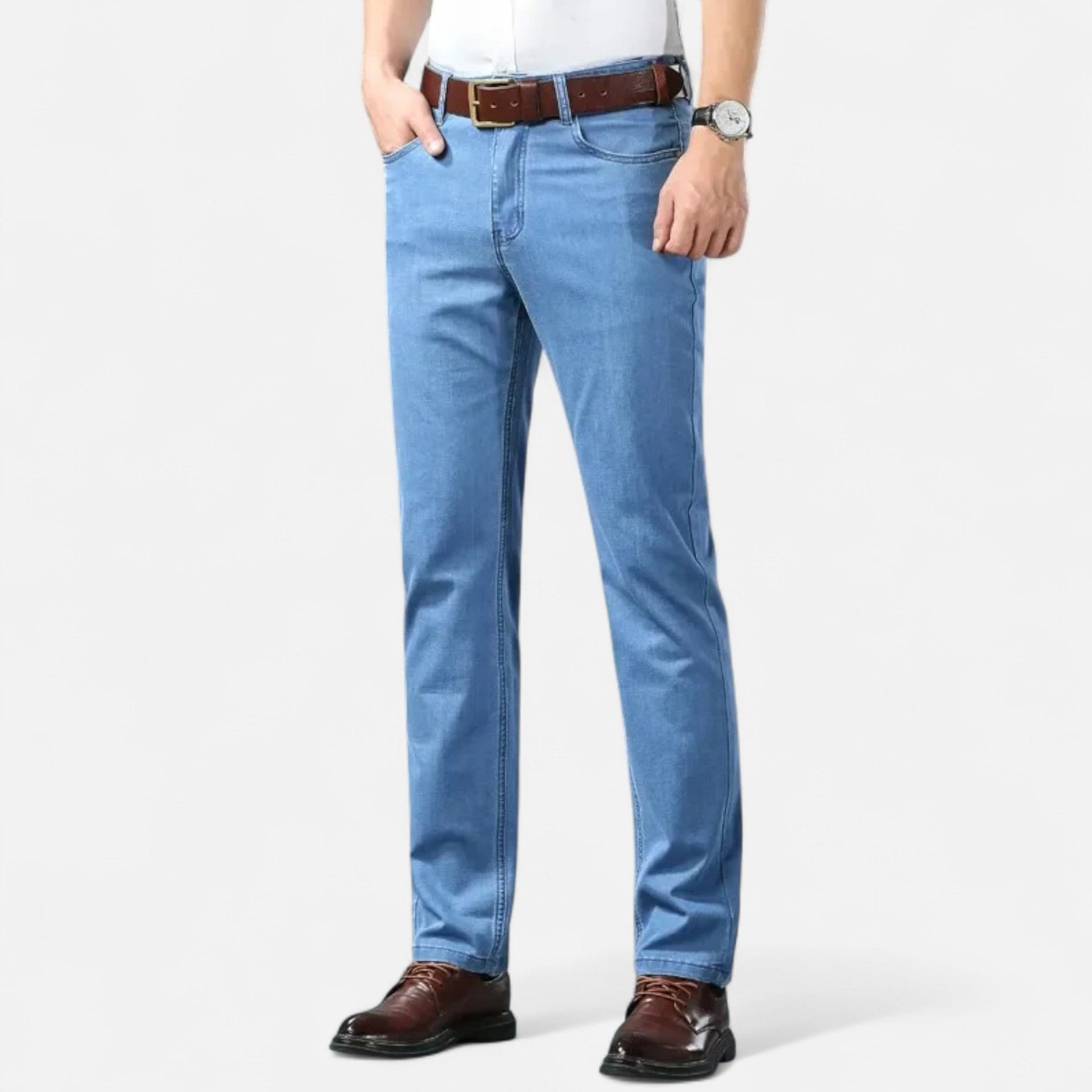 Maison Verdi| Straight Pants in Light Denim