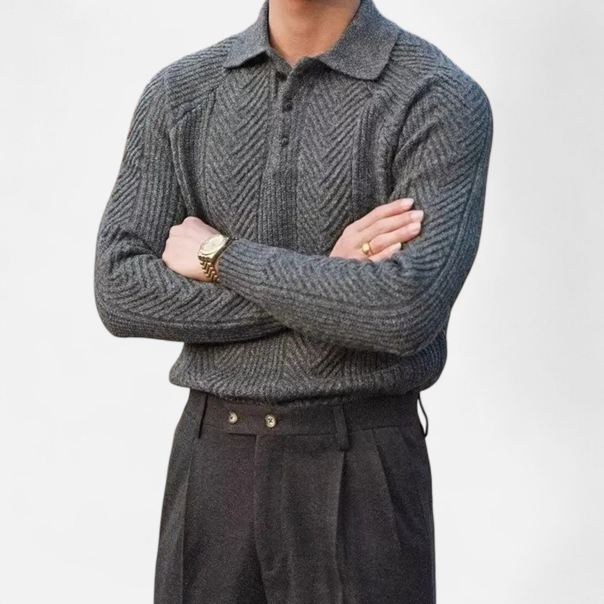 Maison Verdi | Long Sleeve Knit Polo Sweater