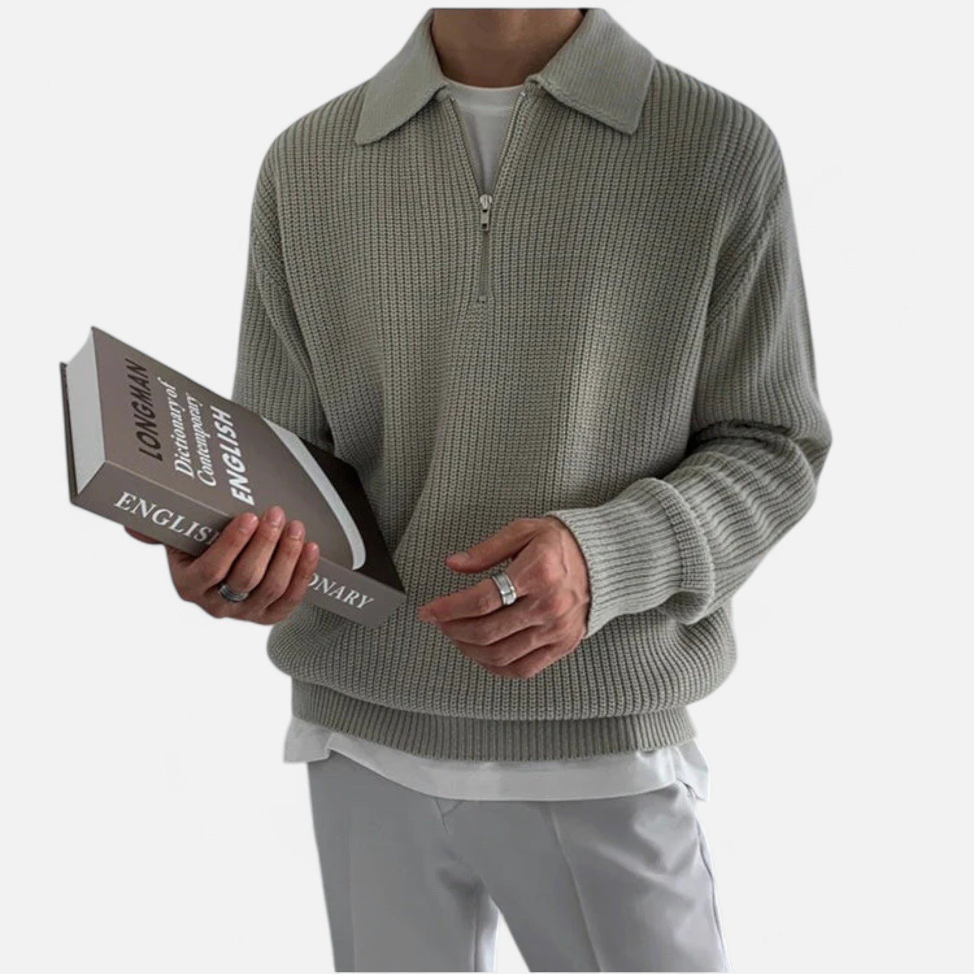 Maison Verdi | Men's Half-Zip Vintage Premium Knit Sweater