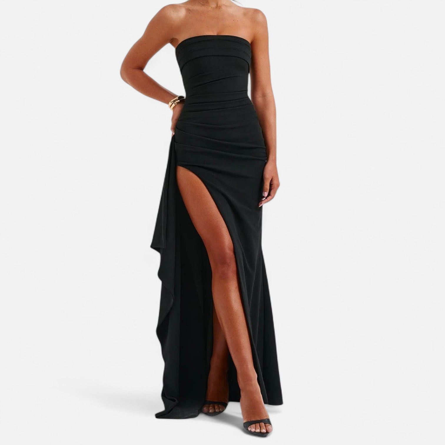 Maison Verdi| Strapless Dress with High Slit for Women